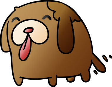 bir insan tarafından çizilmiş sevimli bir köpeğin gradyan çizimi kawaii