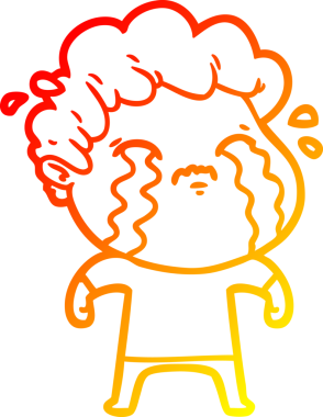 Bir insan tarafından çizilmiş ağlayan bir çizgi film karakteri çizimi.