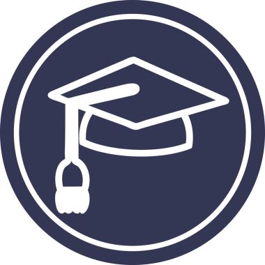 mezuniyet şapkası dairesel simgesi bir insan tarafından çizilmiş