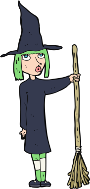 Bir insan tarafından çizilmiş çizgi film cadısı.