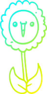 Bir insanın çizdiği karikatür çiçeğinin soğuk gradyan çizgisi.