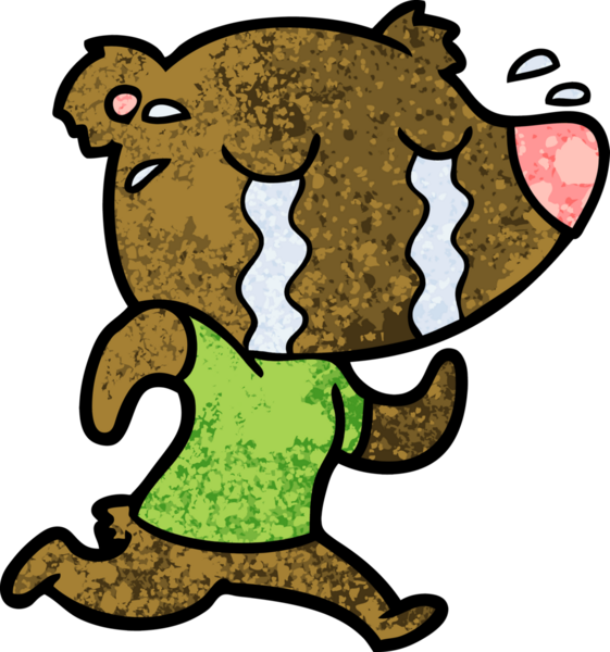 Bir insan tarafından çizilmiş ağlayan ayı çizgi filmi.