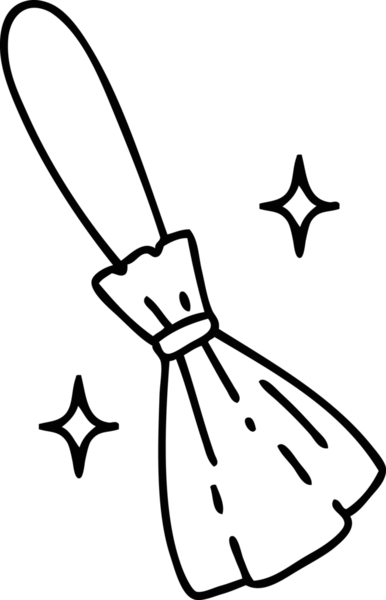 Bir insan tarafından çizilmiş sihirli süpürge sopası çizgisi.