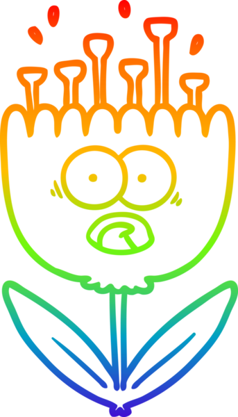 Gökkuşağı gradyan çizgi çizimi bir insan tarafından çizilmiş şok çiçeği