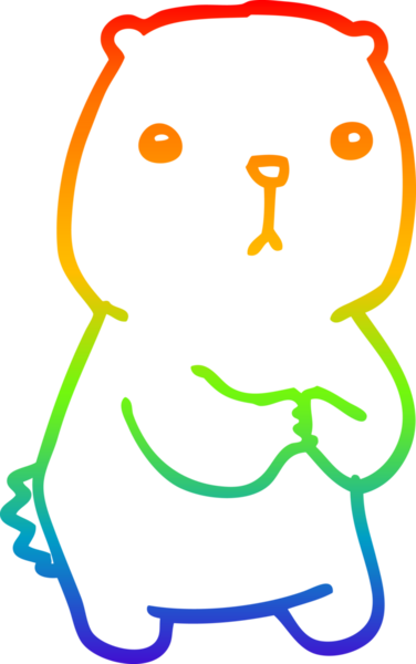 Bir insan tarafından çizilmiş endişeli bir ayının çizdiği gökkuşağı gradyanı.