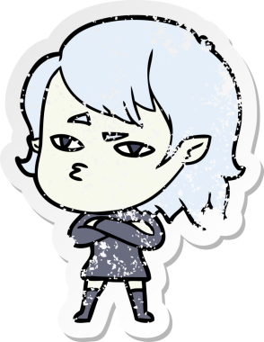 Bir insan tarafından çizilmiş vampir bir kızın sıkıntılı çıkartması.