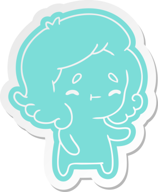 Bir insan tarafından çizilmiş sevimli bir kawai hayaletinin karikatür çıkartması.