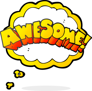 Serbest çizim düşünce balonu karikatürü. Bir insan tarafından çizilmiş harika bir kelime.