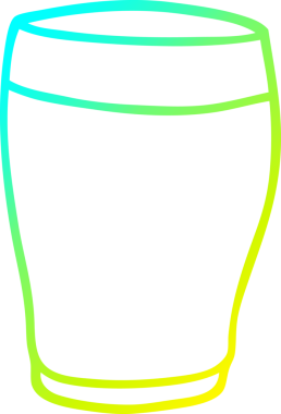 Bir insan tarafından çizilmiş bira bardağının soğuk gradyan çizimi.