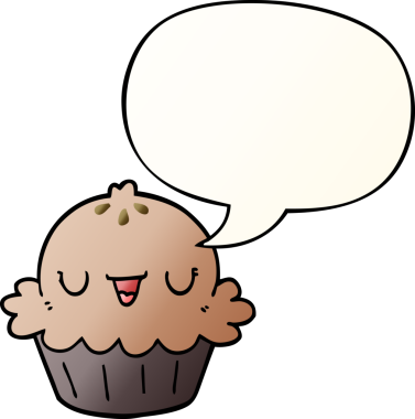 Bir insan tarafından çizilmiş yumuşak eğimli konuşma baloncuklu şirin çizgi film pastası.