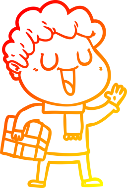 Bir insan tarafından çizilmiş, gülen bir karikatürist çizimi.