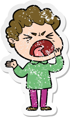 Bir insan tarafından çizilmiş öfkeli bir adamın sıkıntılı çıkartması.