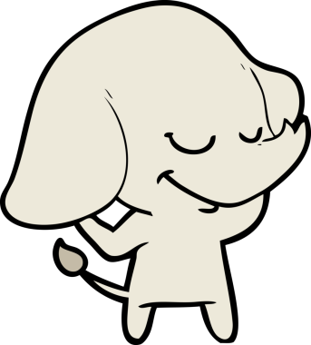 Bir insan tarafından çizilmiş gülümseyen bir fil.