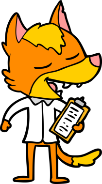 Bir insan tarafından çizilmiş tilki çizgi film karakteri