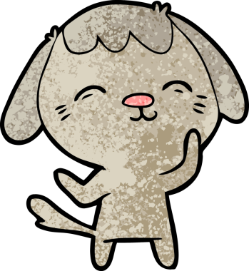 Bir insan tarafından çizilmiş mutlu çizgi film köpeği.