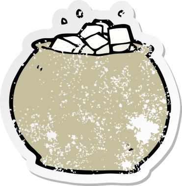 Bir insan tarafından çizilmiş bir şeker kasesinin gerilimli retro yapıştırması