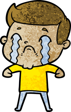 Bir insan tarafından çizilmiş ağlayan çizgi film adamı.