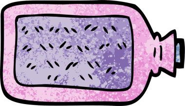 Bir insan tarafından çizilmiş grunge desenli karikatür sıcak su şişesi.