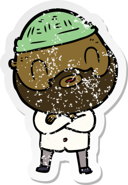 Bir insan tarafından çizilmiş sakallı bir adamın sıkıntılı çıkartması.