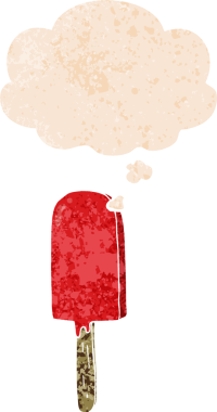 Düşünce baloncuklu çizgi film lolipopu grunge sıkıntılı retro desenli bir insan tarafından çizilmiş