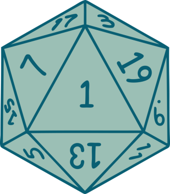 Retro Dövme Biçimi Doğal 1D20 zar bir insan tarafından çizildi