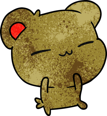 Bir insan tarafından çizilmiş, el yazısıyla çizilmiş şirin bir ayının karikatürü.