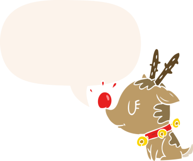 Bir insan tarafından çizilmiş retro tarzı konuşma baloncuğu olan çizgi film Ren geyiği.