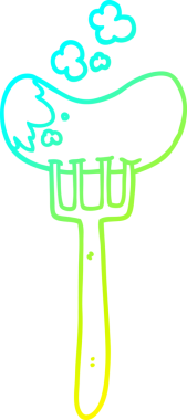 Bir insan tarafından çizilmiş sosis ve çatalın soğuk gradyan çizimi