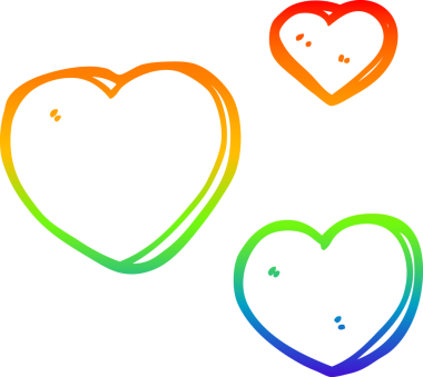 Gökkuşağı gradyan çizgi çizimi Bir insan tarafından çizilmiş aşk kalpleri