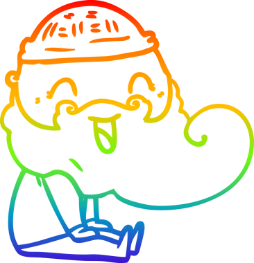 Mutlu sakallı bir adamın çizdiği gökkuşağı gradyanı bir insan tarafından çizilmiş kahkahalarla oturdu.