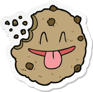 Bir insan tarafından çizilmiş çizgi film kurabiyesinin çıkartması.