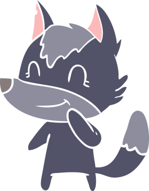 Bir insan tarafından çizilmiş düz renkli çizgi film kurdu.