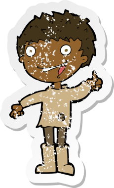 Bir insan tarafından çizilmiş heyecanlı bir çizgi filmin gerilimli çıkartması.