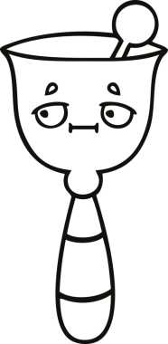 Bir insan tarafından çizilmiş okul çanının çizgi çizimi.