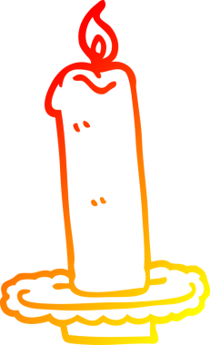 Bir insan tarafından çizilmiş yanan bir mumun sıcak çizgi çizimi