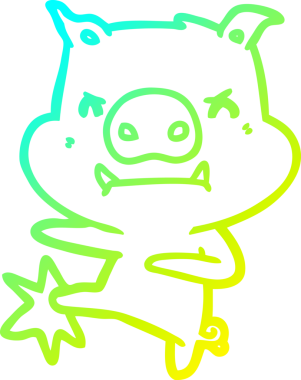 Bir insan tarafından çizilmiş kızgın bir karate çizgi filminin soğuk çizgi çizimi.