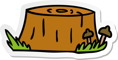 Bir insan tarafından çizilmiş ağaç kütüğünün el çizimi karikatürü.