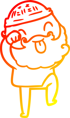 Sakallı bir adamın insan tarafından çizilmiş sıcak bir çizgi çizimi.