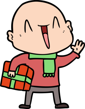 Bir insan tarafından çizilmiş mutlu, kel adam.