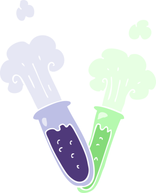 Bir insan tarafından çizilen kimyasal reaksiyonun düz renk çizimi