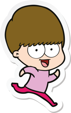 Bir insan tarafından çizilmiş mutlu bir çizgi film çocuğunun çıkartması.