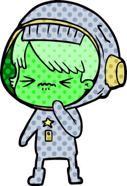 Bir insan tarafından çizilmiş kızgın uzay kızı.