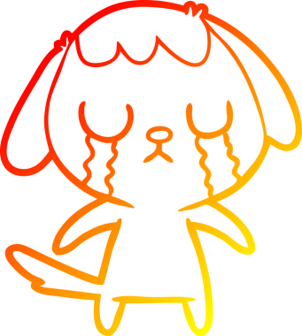 Bir insanın çizdiği ağlayan şirin bir köpeğin sıcak çizgi çizimi.