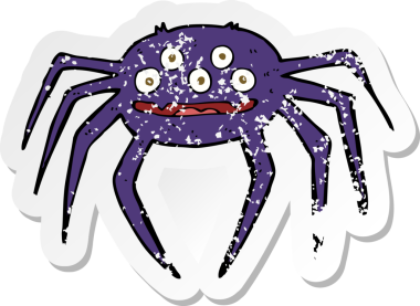 Bir insan tarafından çizilen cadılar bayramı örümceğinin gerilmiş çıkartması.