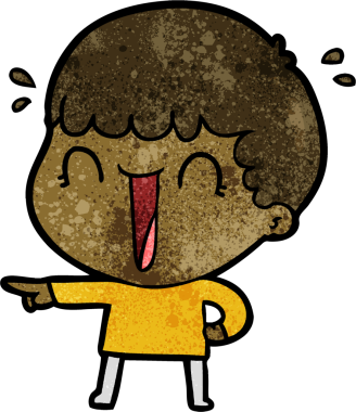 Bir insan tarafından çizilmiş, gülen çizgi film adamı.