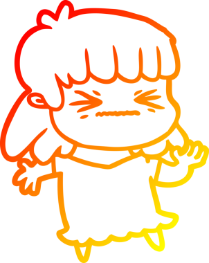 Bir insan tarafından çizilmiş kızgın bir kızın sıcak çizgi çizimi