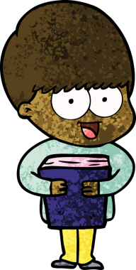 Bir insan tarafından çizilmiş mutlu çizgi film çocuğu.