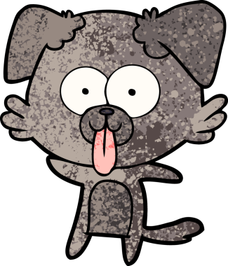 Bir insan tarafından çizilmiş dilli çizgi film köpeği.