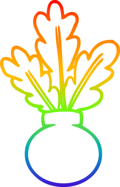 Vazoda bir insan tarafından çizilmiş bir saksı bitkisinin çizimi