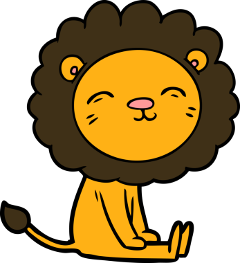 Bir insan tarafından çizilmiş çizgi film aslanı.